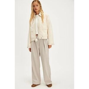 FREE PEOPLE 🦋 Women’s Tyler Menswear Tailored Wide-Leg Trousers SMALL Dove Gray
